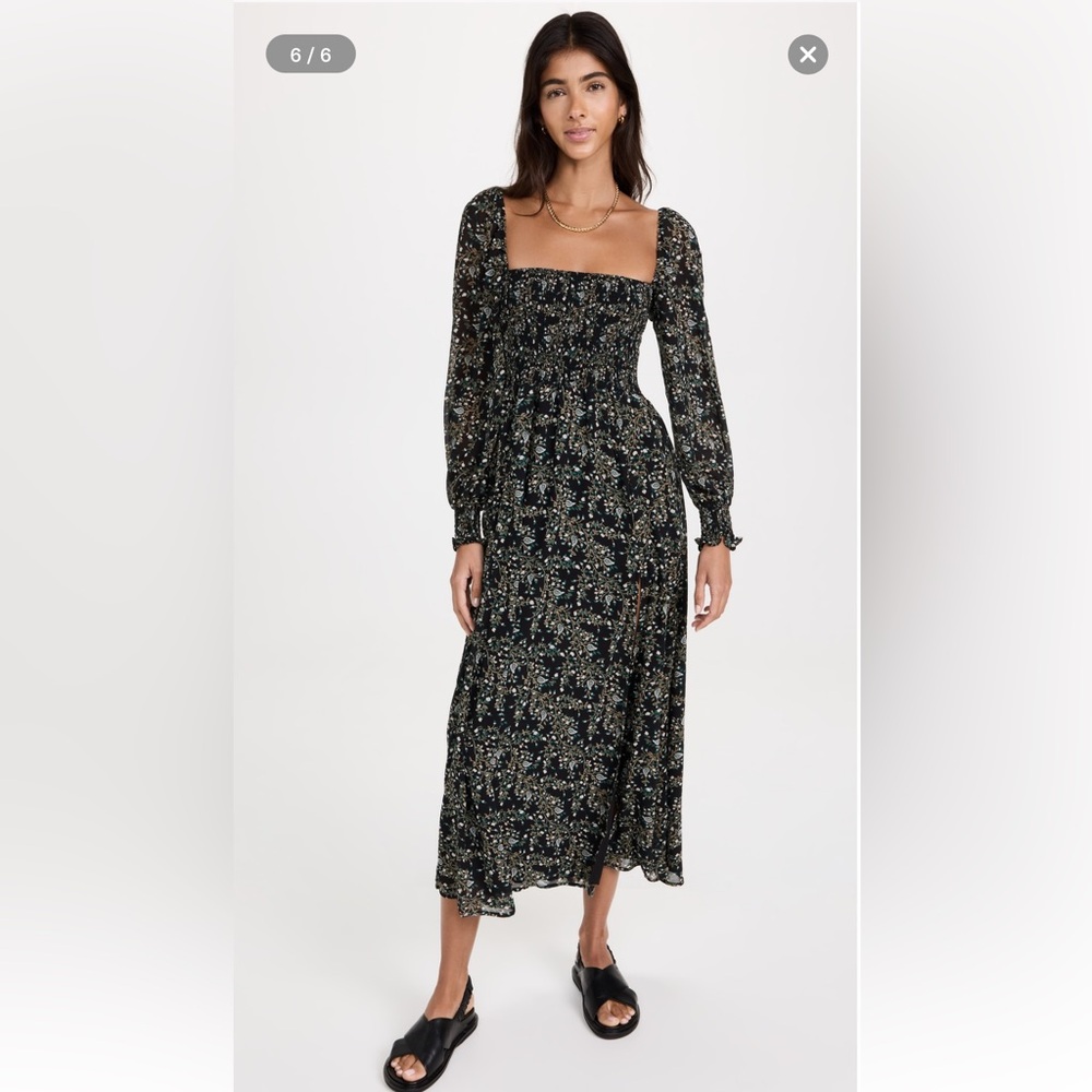 o.p.t classic smocked maxi dress